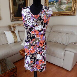 NWOT BOSS Hugo Boss Abstract Print Sleeveless Cowl Neck Dress - S